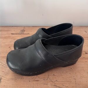Black Leather Dansko Clogs